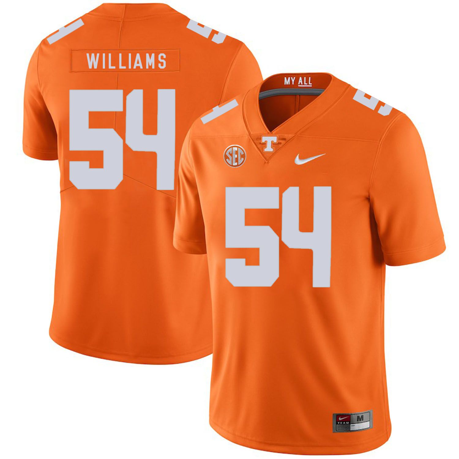 Men Tennessee Volunteers #54 Willians Orange Customized NCAA Jerseys->customized ncaa jersey->Custom Jersey